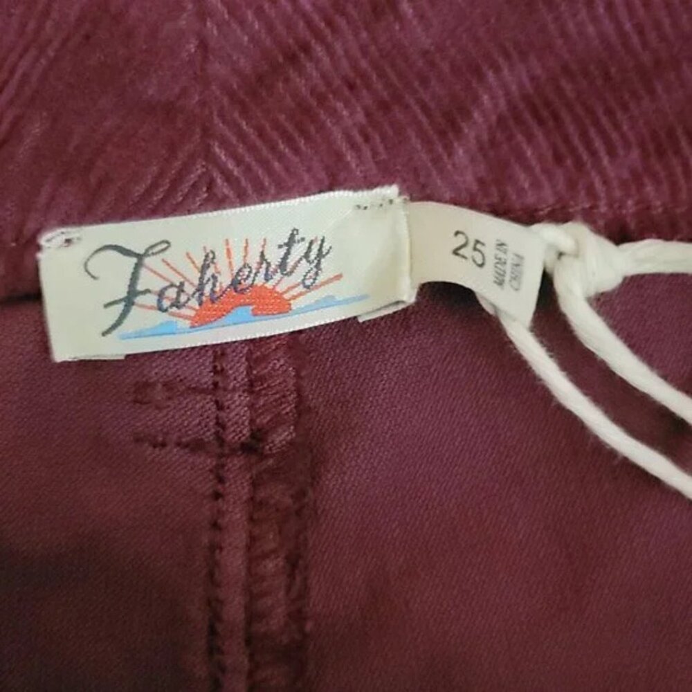 Faherty Maroon Banner Stretch Corduroy Wide Leg Pants - Picture 12 of 14